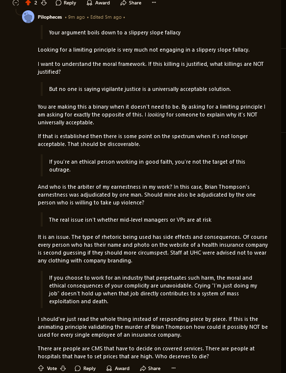Reddit discussion on moral frameworks and vigilante justice