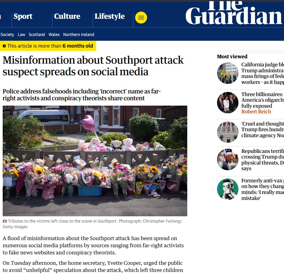 Guardian report on misinformation spreading across social media platforms