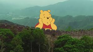 Winnie the Pooh overlooking the Great Wall of China - symbolic representation of Xi Jinping's regime