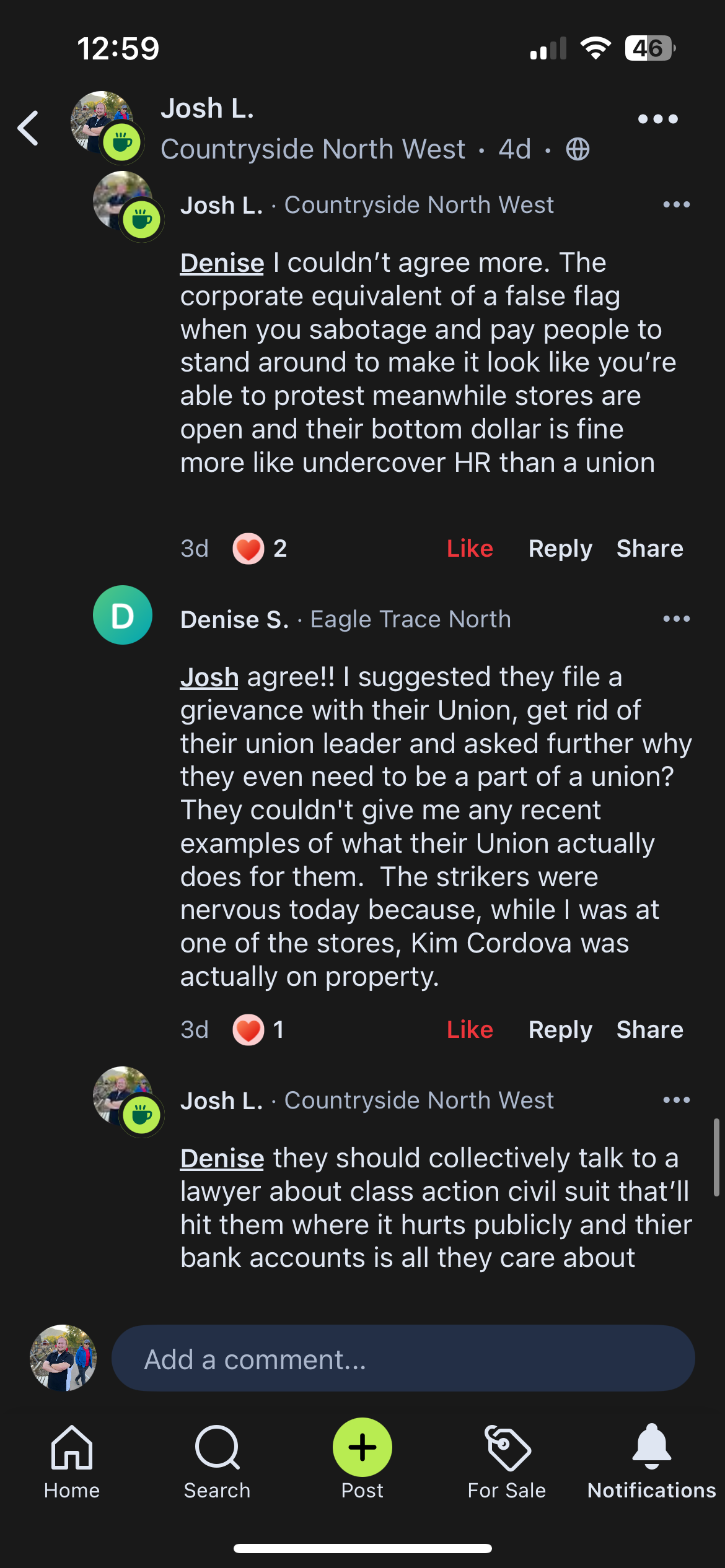 Local discussions about union leadership and worker rights